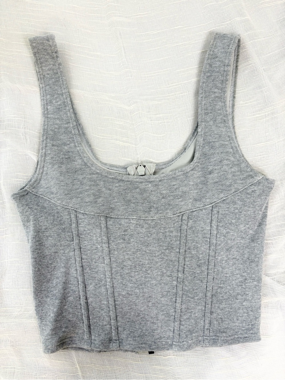 Victoria's Secret On Point Gray Zip Front Ribbed Corset Tank Top Small - Picture 7 of 11